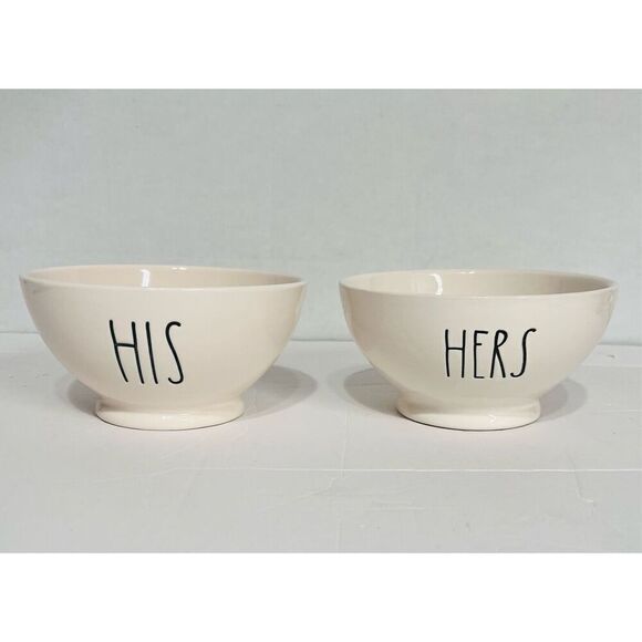 Rae Dunn HIS and HERS Bowls   EUC - Picture 1 of 4